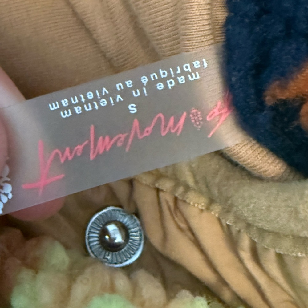 Free People Tie-Dye Sherpa Teddy Jacket in Orange, Yellow, Black, Brown - Picture 3 of 4